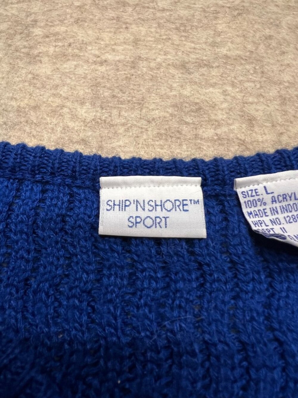 Vintage ShipnShore Sport Tunic Sweater Knit Blue Acrylic Shoulder Pads Large - Picture 3 of 8